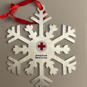 Red Cross Silver Snowflake Ornament